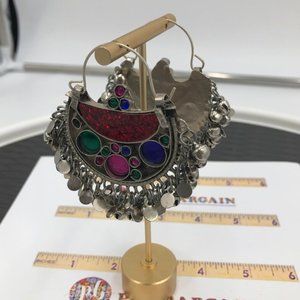 Afghan Kuchi Chandbali Earrings: Tribal Boho Jewelry